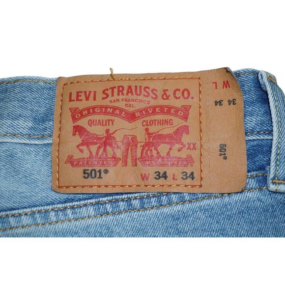 Levi’s 501 Distressed Button-Fly Jeans – 34x34 – Light Wash - Picture 5 of 5